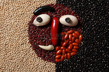 一些豆子和一个脸型辣椒