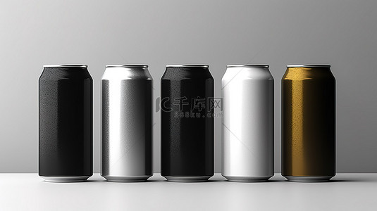 3D 渲染的空纸板啤酒可以包装在黑白模型中，可容纳六罐