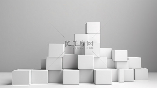 货架排列背景图片_空白立方体排列 3D 渲染组合的模型