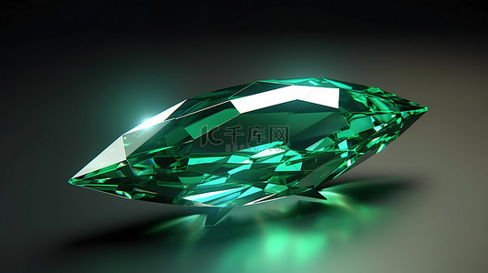 榄尖形切割祖母绿宝石的 3d 渲染