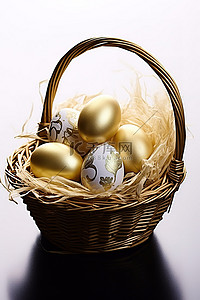 篮子里的金色复活节彩蛋