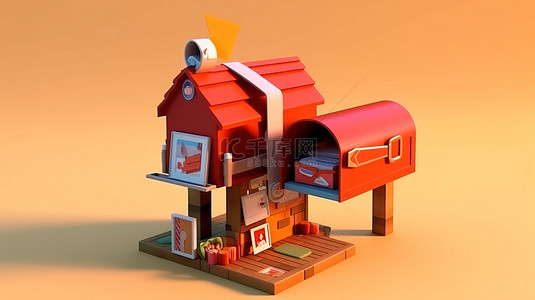邮箱背景图片_邮箱和信封概念的 3D 渲染