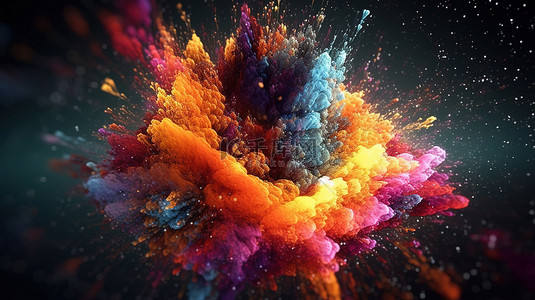 超清4k背景图片_具有变化颜色的空间粒子的 3D 插图