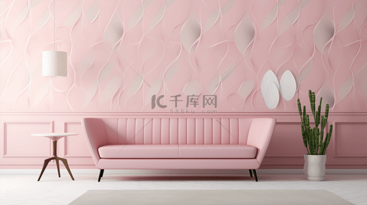 粉红色抱枕背景图片_粉色极简简约客厅背景空间