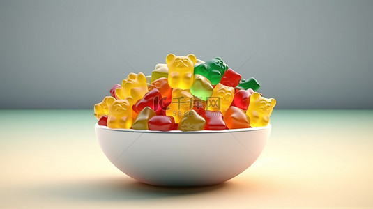 甜蜜告白季主图背景图片_美味的小熊软糖，颜色鲜艳，糖衣