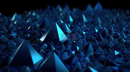 三角形多边形背景图片_3d 渲染中的抽象蓝色三角形背景