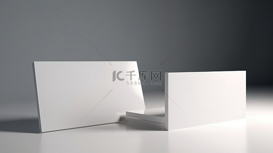创意白纸背景图片_名片的正面和背面以 3d 呈现，具有空白的白色表面
