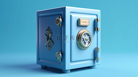蓝色保险箱的 3d 插图