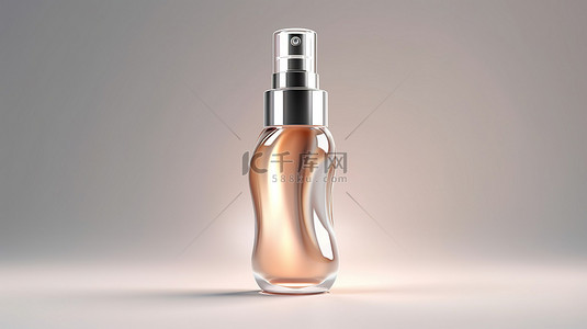 皮肤外观背景图片_清晰的白色背景上皮肤粉底瓶的 3D 插图