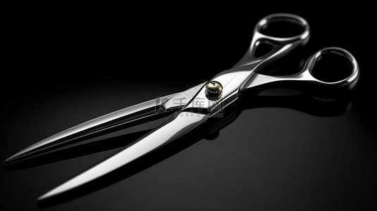 理发剪刀背景图片_黑色和白色背景上剪裁剪刀的 3d 渲染
