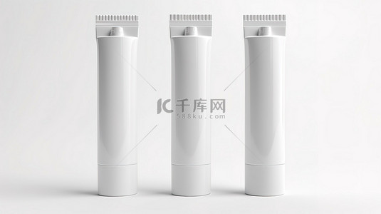 清洁剂背景背景图片_在白色背景上隔离的 3D 渲染中的空白白管包装