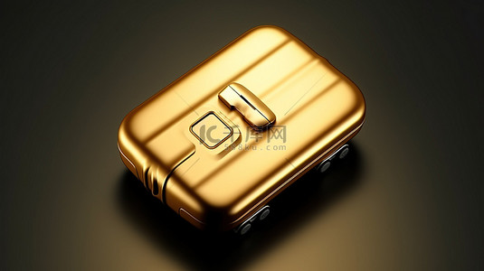 滚动图标背景图片_滚动手提箱图标在哑光板上闪闪发光的金色行李箱，以 3D 渲染用于社交媒体