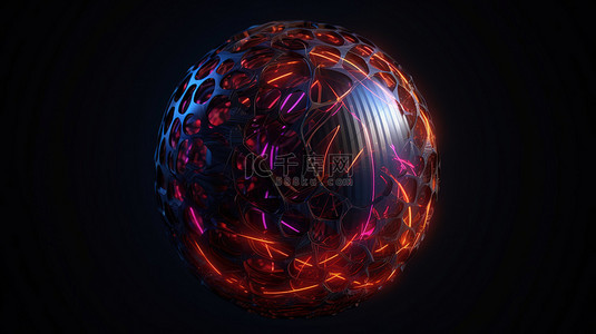 3D 渲染的 3D 动画运动元素中的抽象球形设计
