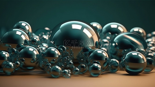 自然形式的当代气泡图案设计的 3D 渲染插图