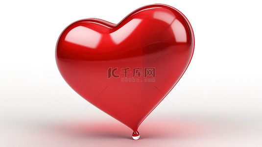 爱心图标符号背景图片_带有 3D 心形图标的红色语音气泡别针，代表白色背景上的社交媒体通知