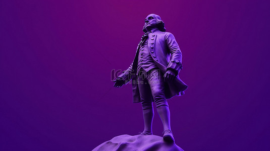 紫色背景下富兰克林剪影的 3D 渲染