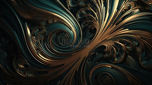 抽象流动的漩涡令人着迷的 3D 壁纸与螺旋线艺术装饰品
