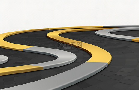黑边背景图片_透明背景上的黑黄色和灰色弯曲道路，配有黑色和黄色轮胎