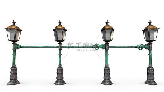 白色的路灯背景图片_白色背景上独立站立的街道灯柱的 3D 渲染