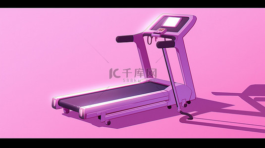 紫色跑步背景图片_在紫色背景上以 3D 渲染的跑步机或跑步机