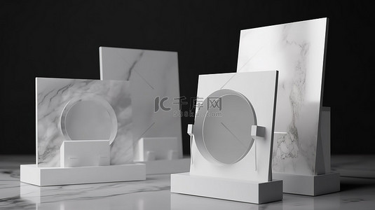 模型和模板设计名片展示架，带 3D 渲染支架和相框