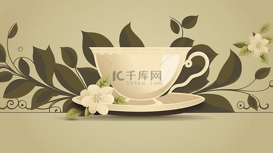 壁纸绿叶背景图片_奶茶绿叶白花