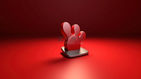 按钮加载背景图片_带有鼠标光标的红色免费下载按钮的 3d 插图