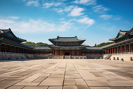 庭院庭院背景图片_朝鲜王宫正殿庭院