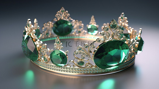 富丽堂皇的祖母绿宝石公主的 3d 渲染