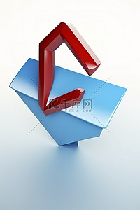 一个电子邮件标志位于蓝纸箭头的顶部