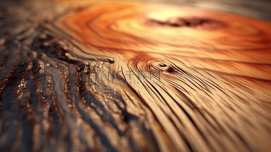 带有浓郁棕色污渍的木桌的 3D 渲染