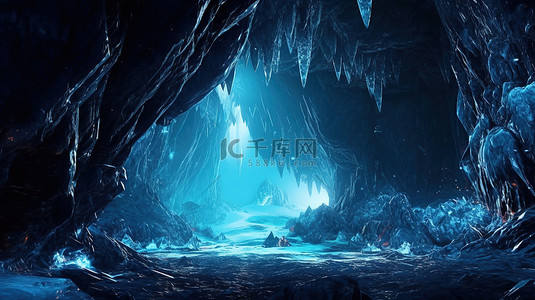 水性背景图片_超凡脱俗的冰洞，一个闪烁着光芒和冰冻奇迹的奇幻王国
