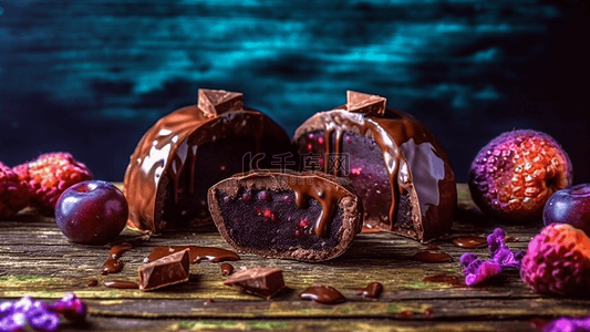 小蛋糕甜点背景图片_巧克力甜品下午茶时尚色彩广告背景