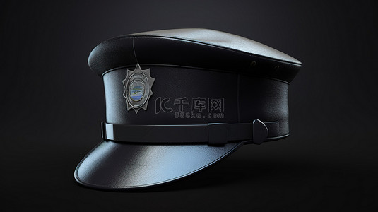 时尚帽子背景图片_现实 3D 渲染中的警察帽子