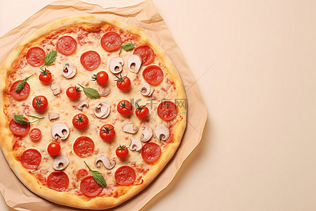披萨背景图片_一张纸上的披萨图像