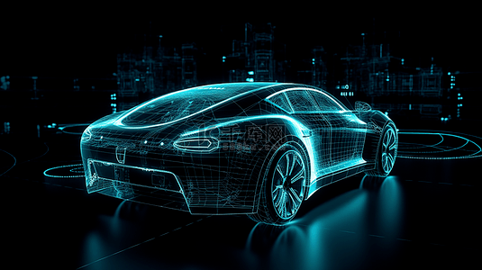 蓝色科技几何抽象背景图片_汽车科技线条背景