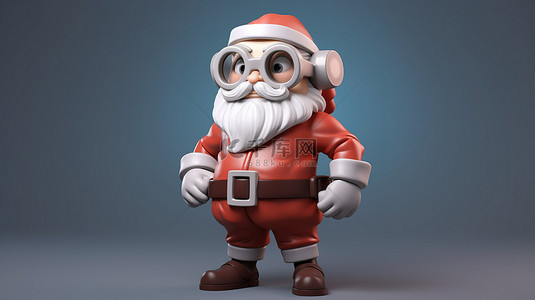 搞笑动图gif背景图片_戴着面具的滑稽圣诞老人的搞笑 3D 绘图