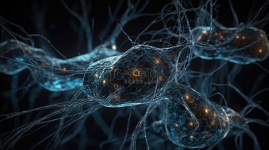 神经网络人工智能 3D 渲染中的突触连接