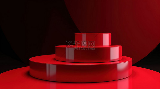 引人注目的促销展示 3D 红色讲台背景，用于营销产品尺寸 15