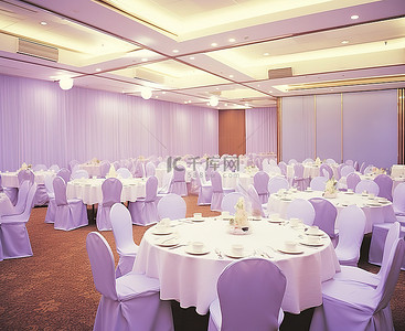 宴會背景图片_宴会厅有白色的布料和装饰