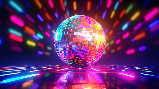 模糊风格背景图片_充满活力的迪斯科球在运动中动态而豪华的霓虹灯俱乐部风格抽象背景以 3D 说明