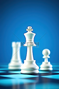 一些蓝色背景上的棋子和一个小白色棋子