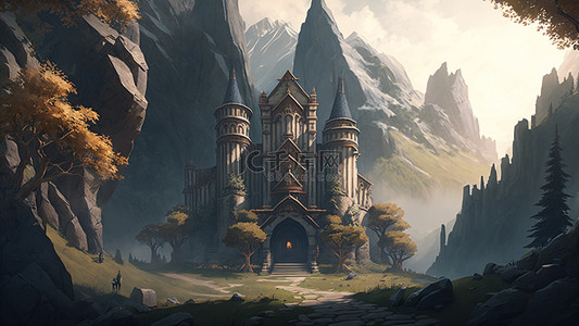 游戏场景城堡森林背景