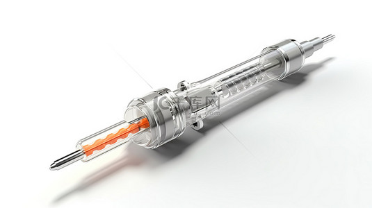具有隔离效果的白色空间医用注射器 3D 插图