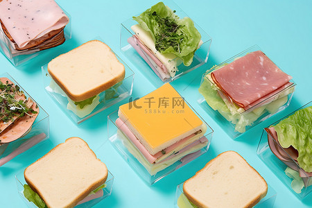 火腿背景背景图片_健康的三明治，配有野餐配料