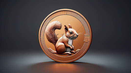 图标装饰背景图片_松鼠图标装饰3d奖牌硬币