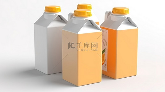 米包装盒背景图片_中性背景上的空果汁容器 3D 渲染