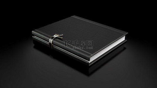 融入背景图片_黑色笔记本无缝融入深色背景的 3D 插图