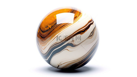 白色透明球背景图片_白色隔离背景上的 3D 渲染玻璃大理石