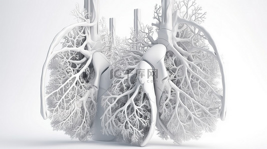 呼吸科背景图片_3d 渲染中的白色孤立肺